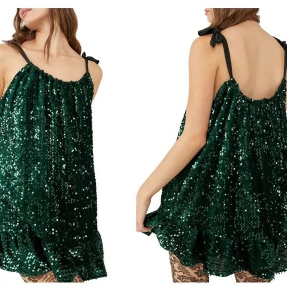 Free People - Emerald Sequin Party Dress - Sz M